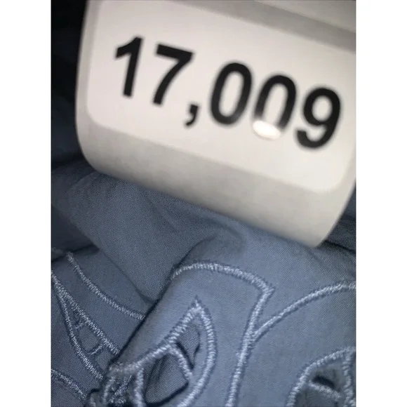 Free People Maisie Eyelet Blouson Top Women Sz M Blue Sleeve 100%Cotton - Picture 14 of 14